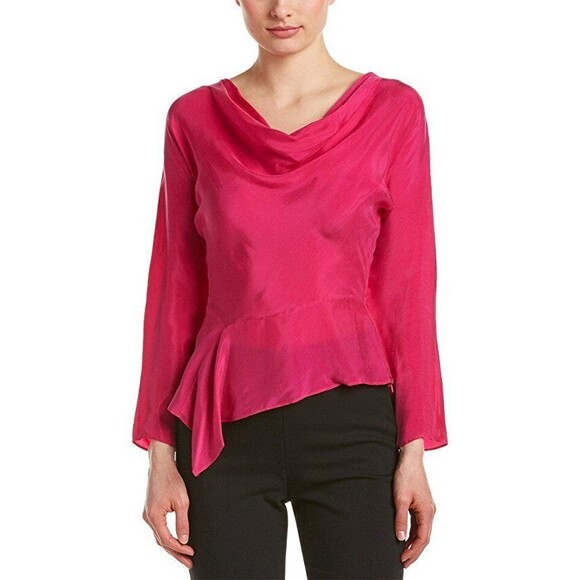 New Womens Josie Natori Peplum Top 16 NWT $325 Orchid Fuschia Hot Pink Cupro - Picture 1 of 6